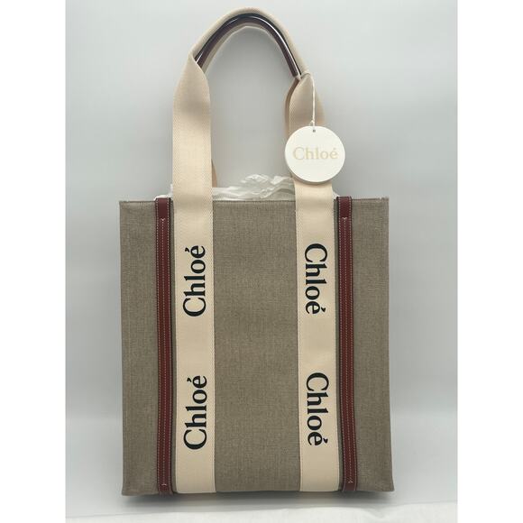 BRAND NEW CHLOE WOODY CANVAS TOTE SHOULDER BAG NWT! - Picture 4 of 13